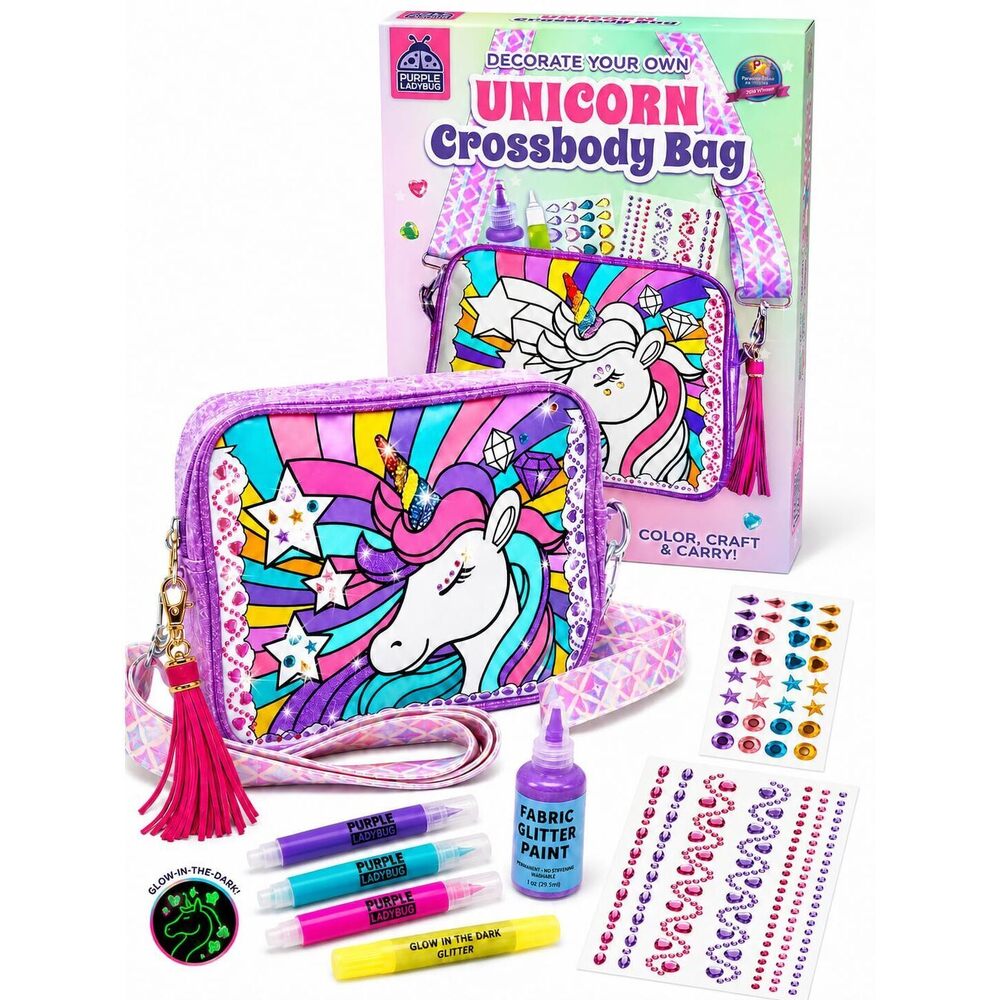 Decorate Your Own Unicorn Crossbody Bag Kit - Color Your Own Purse Art Unicorn